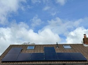 Solar panel on a roof of a house