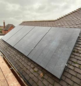 Solar panel on a roof of a property