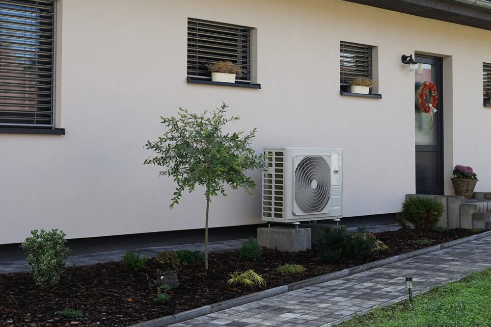 air source heat pump outside home